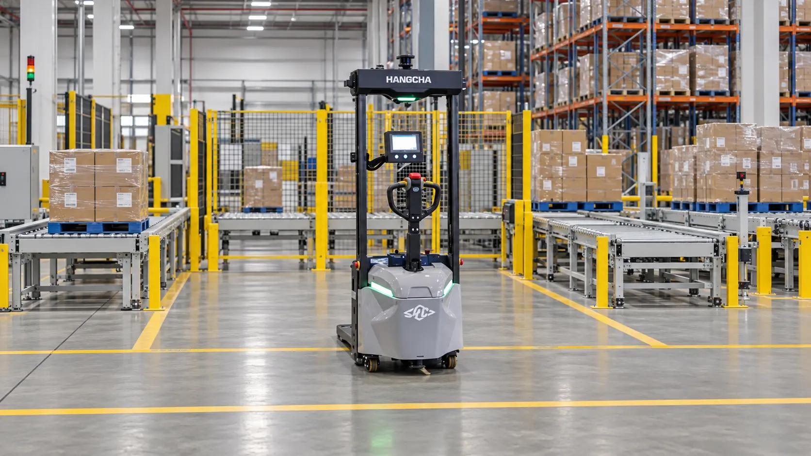 Hangcha AGV pallet transfer solution in a warehouse