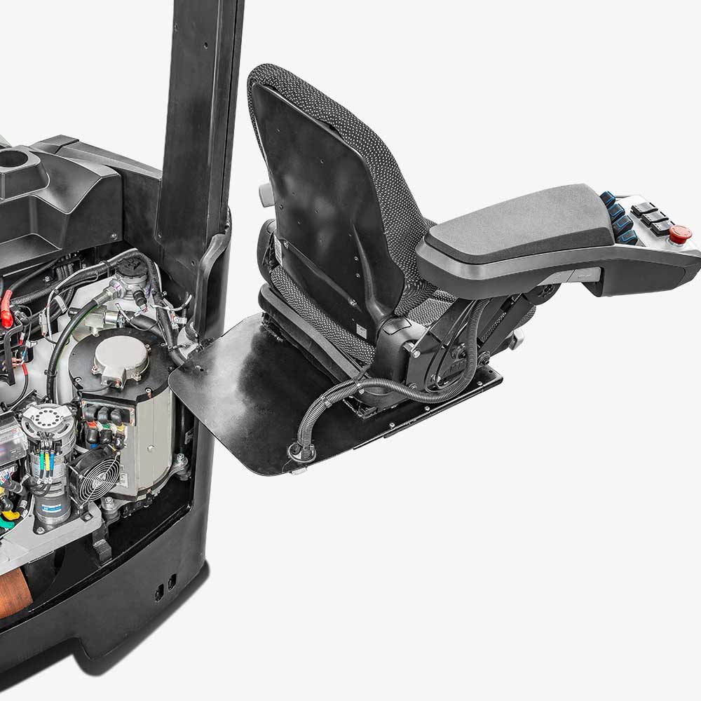 Seat opened for service access