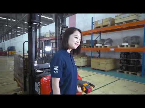 A Series Walkie Reach Stacker operator demonstration